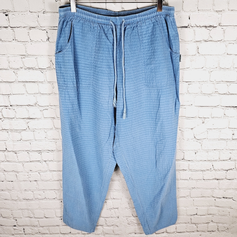 EZZE WEAR | vintage 100% cotton Honey Komb drawstring wide tapered leg pants